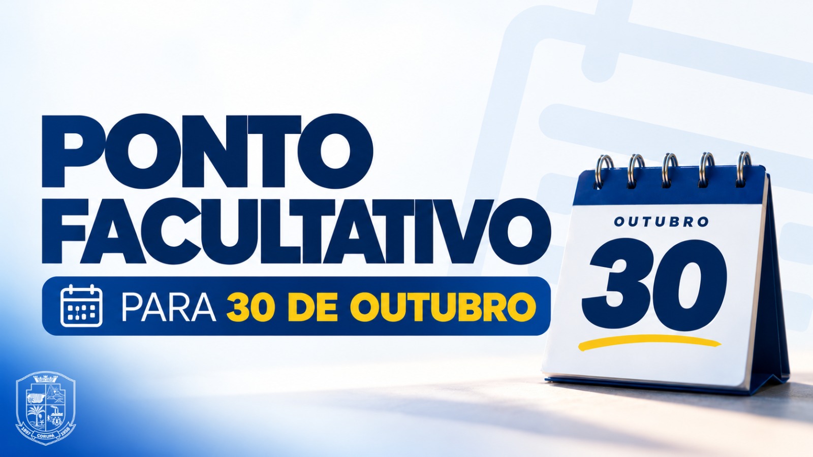 Prefeitura de Corupá decreta ponto facultativo para sexta-feira (30)